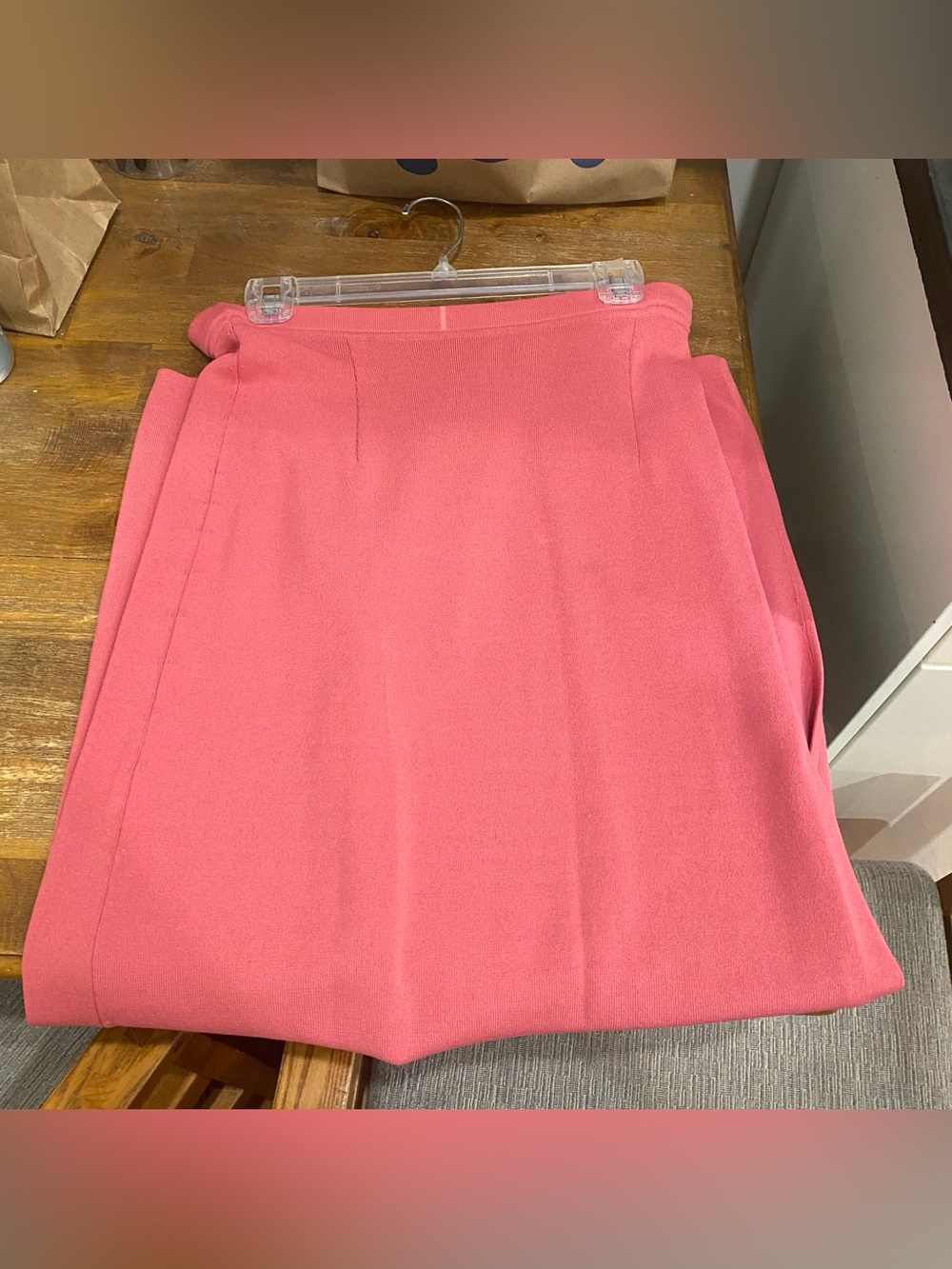 Vintage Peck & Peck muted pink long knit maxi skirt with slit M - Picture 14 of 15